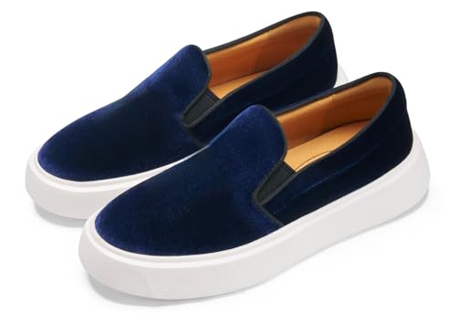 Image of Journey West Women's Fashion Velvet Sneakers with Embroidery Comfortable Slip-On Work Shoes for Women