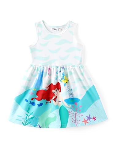 Disney The Little Mermaid Ariel Toddler Girl Dress Blue Under the Sea Sleeveless Casual Summer Sundress Kids Birthday Beach Outfit Clothes 2T