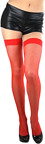 Image of ToBeInStyle Women's Fine Classic Fishnet Thigh High Stretch Nylon Novelty Stockings