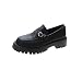 ZXCN Mujer Sólido Negro Suave PU Mocasines de Cuero 2021 Mujeres Casuales resbalones en Pisos Cómodos Zapatos de Plataforma de Punta Redonda