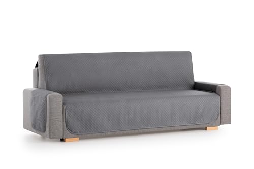 Textilhome Sofa Überzug Adele, Universeller Sofabezug, Couch Überzug, SofaÜberwurf Gepolstert, Sofaschoner Schutzdecke für 2 Sitzer, Haustierfreundlich, Farbe Grau, 110 cm