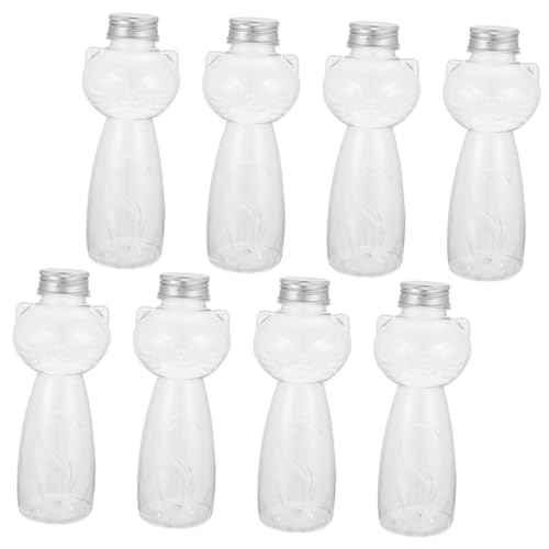 PLAFOPE 8pcs Cold Drink Juice Bottle Cat Shaped Bottles Empty Beverage Bottles Reusable Drink Bottles Cat Water Bottle Orange Juice Bottle Water Bottles Cat Shape Empty Bottles The Pet