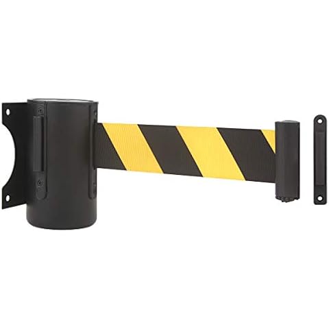A-KARCK Wall Mount Retractable Belt 16 Foot, Crowd Control Wall Barrier with Steel Case Black and Yellow Belt Works in Any Weather Conditions Cover