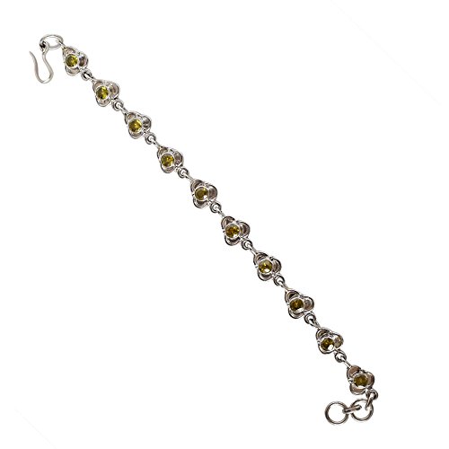 Pulsera de plata de ley 925 con gema cuarzo limón FSJ-466 un regalo inolvidable de aniversario