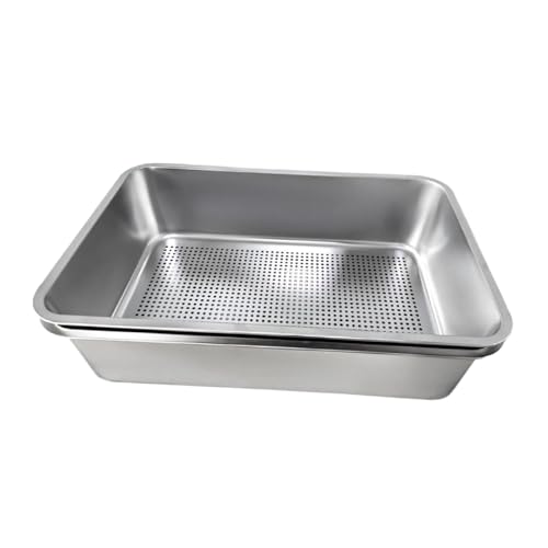 Cat Litter Box with Stainless Steel Detachable Large Capacity Splashproof Sand Basin Metal Kitty Litter Pan Cat Toilet