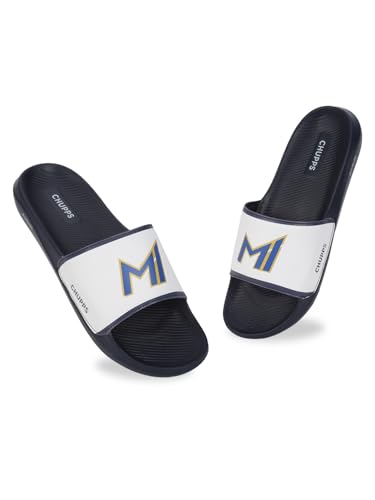 Image of CHUPPS Mi Ace Orange Navy Drift Orthopedic Slippers | Soft Footpharma Footbed | Breathable Ventilation Holes | Lightweight Flip Flops | Anti-Skid Chappals for Everyday For Mens