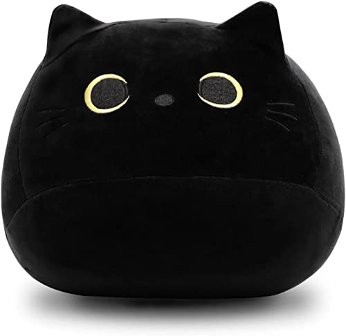 Image of 3D Black Cat Plush Toy Cat Pillow, Cute Cat Plushies, Kawaii Stuffed Cat Body Pillow, Cat Stuffed Animals for Kids Birthday Girlfriend Valentines Gift