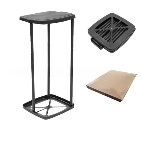 NiuLumea Cestino pieghevole per lattina campeggio all'aperto e uso domestico, regolabile in altezza a 3 livelli, adatto per borsa da 13 galloni, per materiale PP, nero, 35 x 30 x 5,5 cm