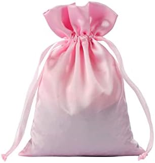 AKLVBL 30 Pack 5 x 7 Inches Pink Satin Gift Bags, Jewelry Bags, Drawstring Pouch, Wedding Favor Bags, Baby Shower Bags, silk bags