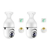 Eayoly 2 Pcs Cámara de Bombilla de luz para el hogar | Cámara doméstica inalámbrica de inclinación panorámica 1080P | Cámaras de Seguridad de cámara IP panorámica de 360 Grados con detección