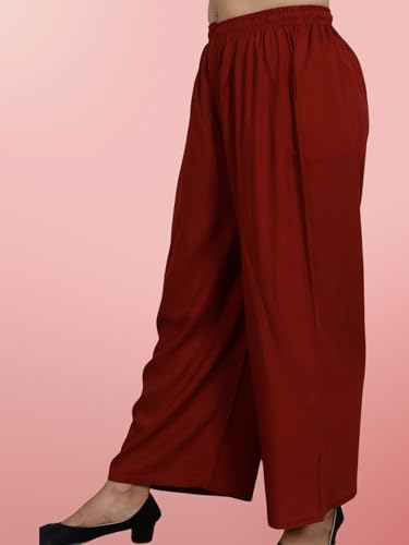Image of Women's Solid Rayon Palazzo Pants Regular Palazo