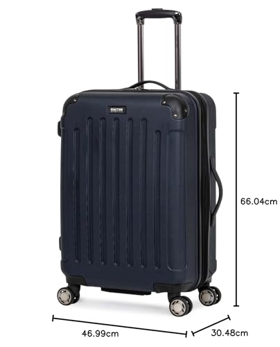 Image of Kenneth Cole Reaction Renegade 16 inch Hardside Expandable 4-Wheel Spinner Mini Carry-on Luggage, Navy Blue, 24-inch Checked, Renegade 24 inch Check in