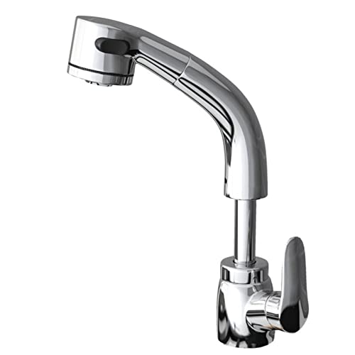 引き出し式スプレースイベル付き洗面用蛇口 温水・冷水対応 多機能 真鍮製 浴室用蛇口 - ゴールド(Chrome)