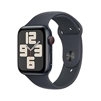 Apple Watch SE (2nd Gen) [GPS + Cellular 44mm] Smartwatch with Midnight Aluminum Case with Midnight Sport Band M/L. Fitness and Sleep Trackers, Crash Detection, Heart Rate Monitor, Retina Display