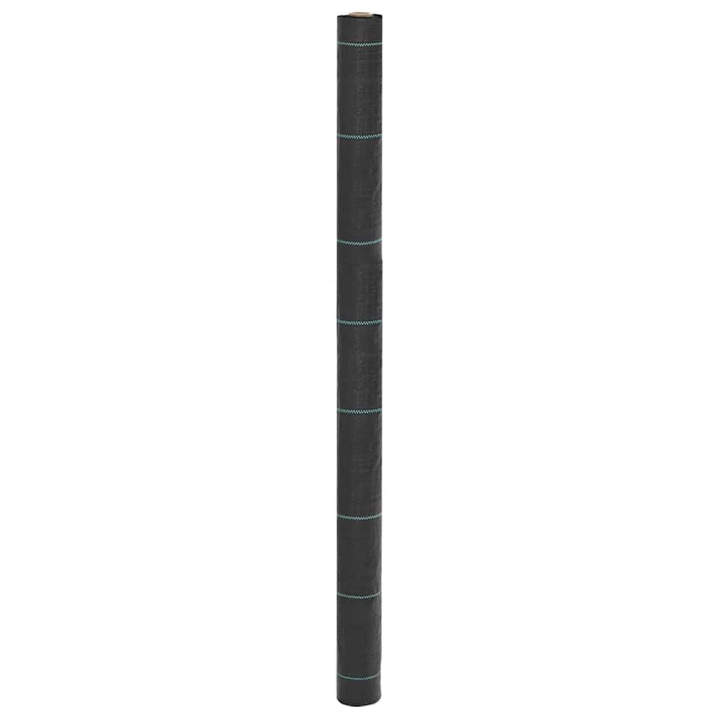 Telo anti-erbacce nero, 1,5 x 25 m, in polipropilene con strisce verdi, 100 g/m², stabilizzato ai raggi UV, permeabile all'acqua, traspirante, per aiuola, giardini rocciosi, cura del giardino