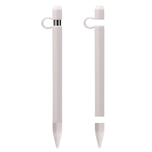 Apple Pencil 1st Case Holder TOOVREN Silicon iPad Pro Pen Cover with Stylus Cap Holder and Protective Nib Cover forApple iPad Air iPad Mini iPad Pro 9.7'' 10.5'' 12.9'' Pencil White