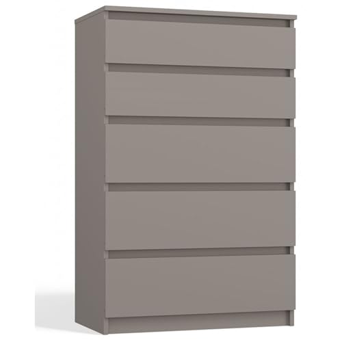 Cassettiera 97 x 70 x 40 cm - Cinque cassetti spaziosi - Frontale senza maniglie - Robusto truciolato laminato 16 mm - Design - Ideale per camera da letto cashmere