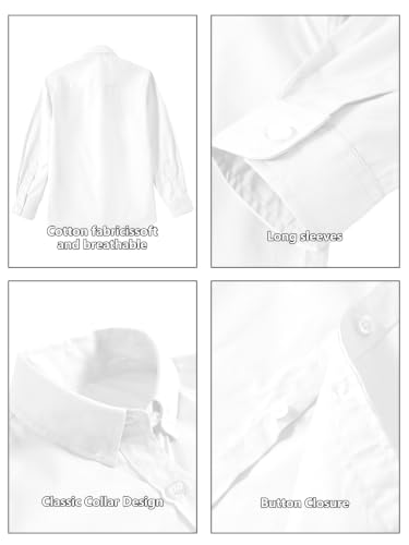 Image of DHTS Boys' Dress Shirts Toddle Boy Long Sleeve Uniform Shirt for Kids