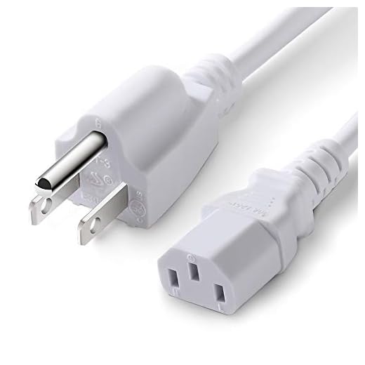 White Replacement Power Cord for Computer Monitor TV