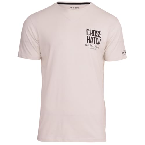 Crosshatch Men's Crew Neck Short Sleeve T-Shirt Off White L