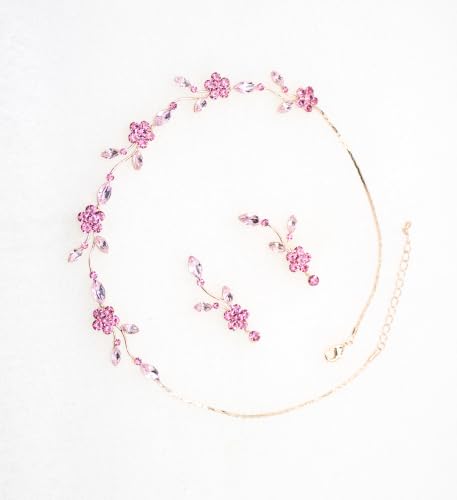 Image of Faship Gorgeous Rhinestone Crystal Floral Necklace Earrings Set