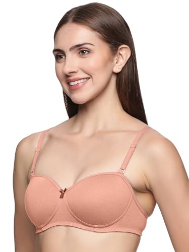 Image of Teens Lifestyle Non-Wired Padded Super Combed Cotton Strapless Bra for Women | Full Coverage, Ultra-Grip Support Band, Detachable Adjustable Transparent Straps, Seamless Design