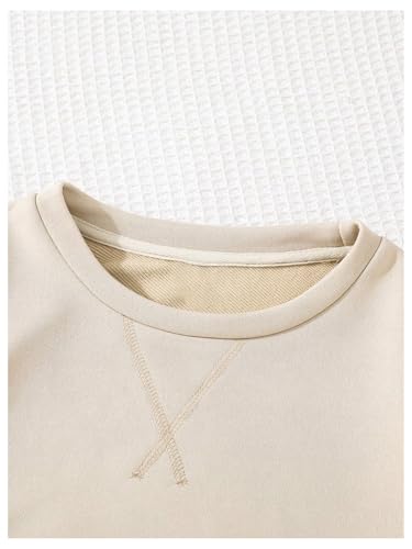 WDIRARA Boy's Color Block Sweatshirt Letter Patched Pullovers Crewneck Long Sleeve Top3