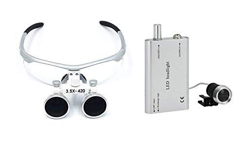 Lupa De Cristal Óptico Binocular Loupes 3.5x420 mm quirúrgico Dental con gratuito lámpara de cabeza LED por Athenadental