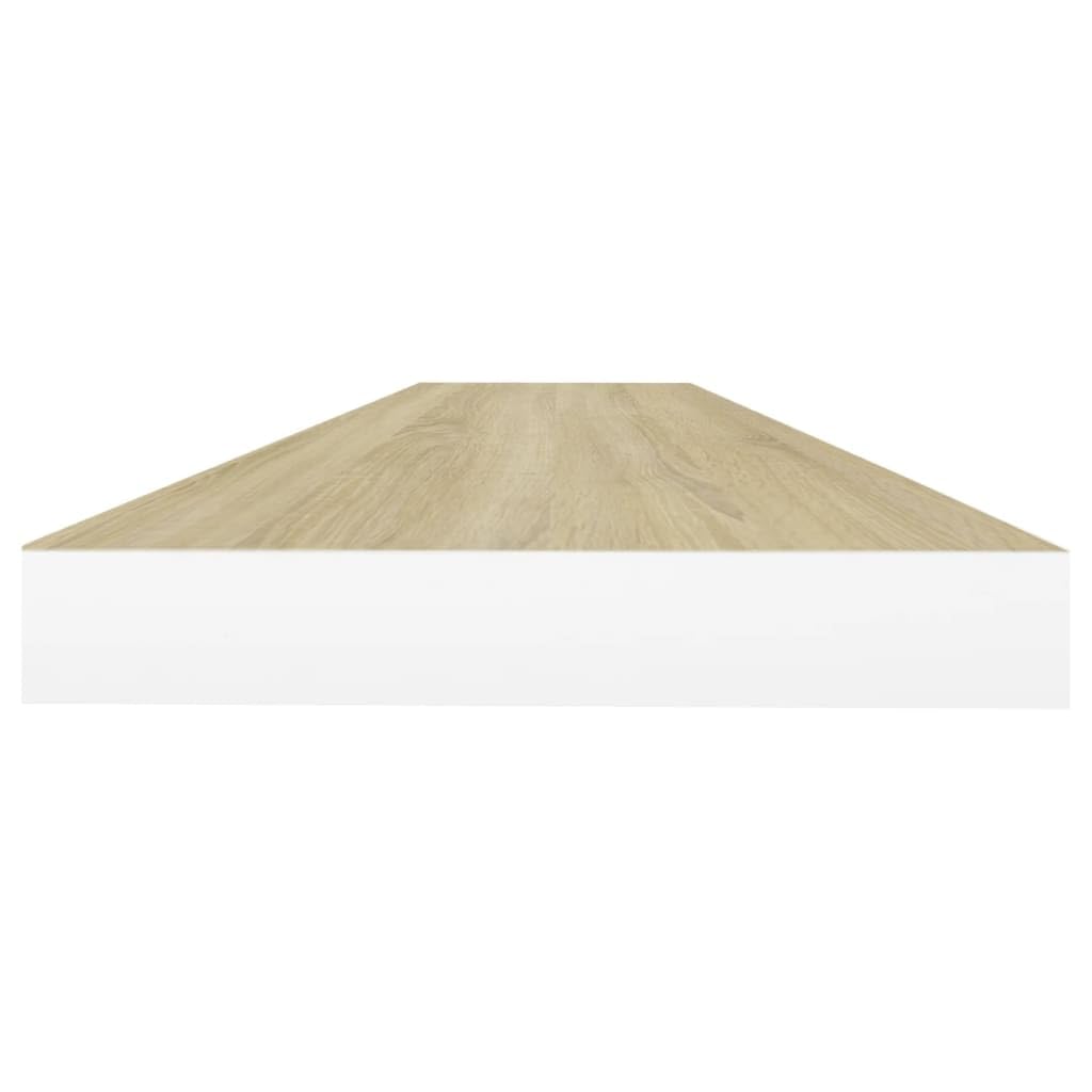 Półki wiszące 4 szt. dąb i biały 90 x 23,5 x 3,8 cm płyta MDF konstrukcja płyty o strukturze plastra miodu metalowa rama półka ścienna rozwiązanie do przechowywania akcesoria do domu