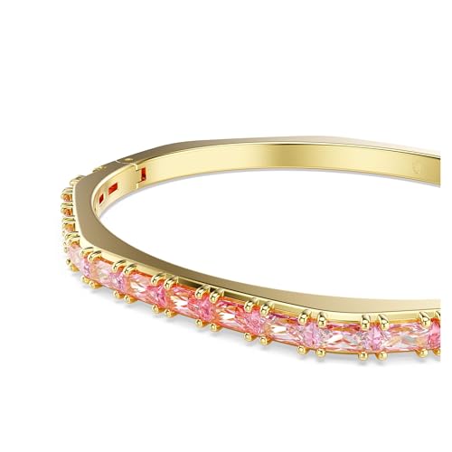 Swarovski Bransoletka typu bangle Matrix, Szlif schodkowy typu baguette, Kształt ośmiokątny, Różowa, Powłoka w odcieniu złota