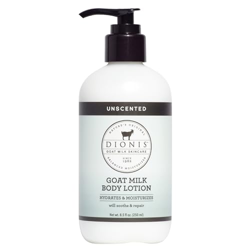 Dionis Goat Milk Lotion Moisturizing Body Lotion for Dry Skin Sensitive Skin Safe Lightweight Non-Greasy Formula Lotion Pump - Unscented 8.5 oz