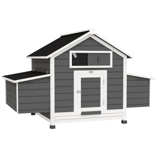 PawHut Poulailler en Bois accueillant 4 Poules 150 x 100 x 96,5 cm Gris