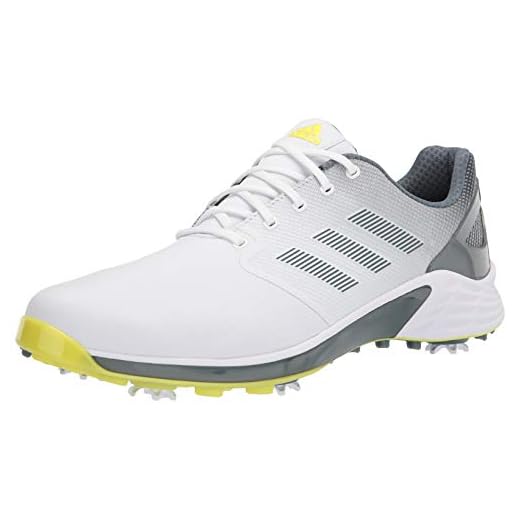 adidas mens Zg21 Golf Shoe, White/Acid Yellow/Blue Oxide, 7 US
