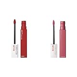 MAYBELLINE Super Stay Matte Ink Liquid Lipstick Makeup Long Lasting High Impact Color Up to 16H Wear Lover Mauve Neutral and Hustler Red Brown 1 Count Each
