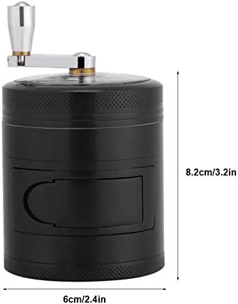 Broco Premium Hand Crank Herb Grinder with Crank Handle Black Pollen Grinder Spices Crusher for Herb Coffee Salt Pepper