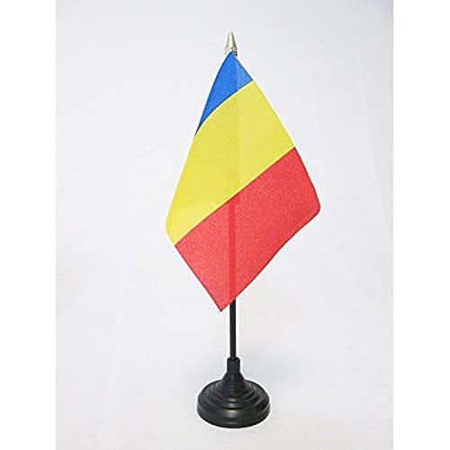 AZ FLAG - Tischflagge Rumänien - 15x10 cm Goldene Splitze - Rumänische Tischfahne 10 x 15 Cm - Flaggen