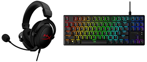 Image of HyperX Hx-Kb7Blx-Us Alloy Origins Core USB-C Ten Key Less Mechanical Gaming Keyboard Software Controlled (Black) & Cloud Core - Gaming Headset for PC, DTS Headpone:X