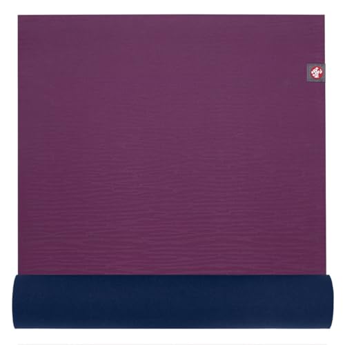 Manduka eKOLite Yoga Mat 71' - 4mm | Natural Rubber | Eco-Friendly | Soft Textured Surface | Natural Next-to-Skin Feel | 71 x 26 inches | Acai Purple/Midnight Blue