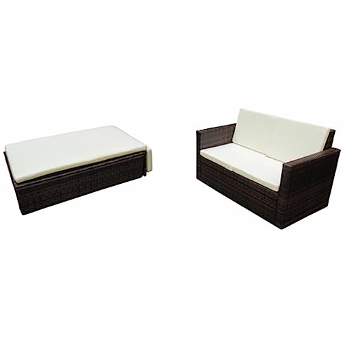 vidaXL Gartenmöbel 7-TLG. Poly Rattan Braun Lounge Gartensofa Gartengarnitur - 5
