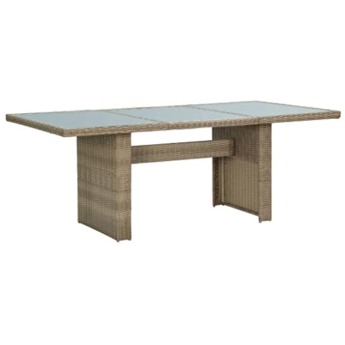 Mesa de comedor de resina tejida para exteriores con parte superior y acero e - Resistente a la intemperie, pelo de patio para jardín o patio trasero