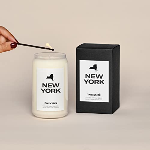 Homesick Premium Scented Candle, New York - Scents Of Apple Peel, Nutmeg, Clove, 13.75 Oz, 60-80 Hour Burn, Natural Soy Blend Candle Home Decor, Relaxing Aromatherapy Candle #TOP1