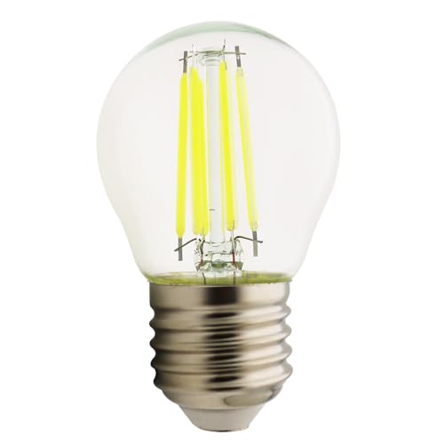 Chao Zan Bombilla LED E27 6W,Ángulo De Haz 360º,G45 Bombilla Filamento Led,600 Lúmenes, Sin Parpadeo,No Regulable (1 Unidad, Blanco Frío)