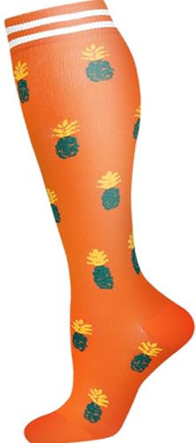 Image of Women's Knee High Compression Socks for Running Work Support Nurses Pregnancy Travel,Colorful Over The Calf Socks,#W402