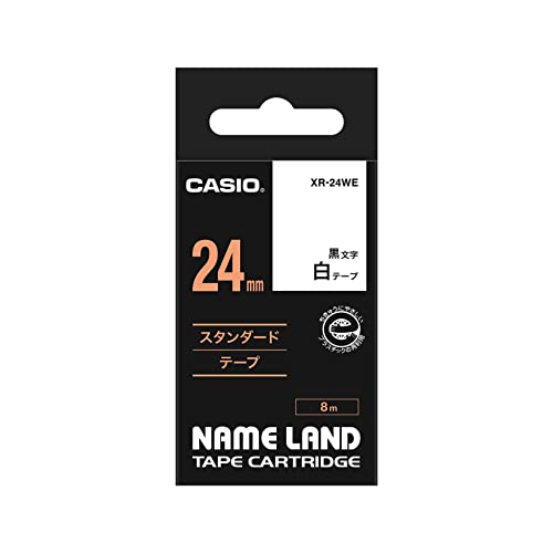 Image of Casio XR-24WE1 Label Printer Tape (Black and White) & Casio XR-18HMWE Cable Flexible Label Printer Tape (Black and White)