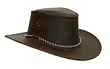 ✅WIND UND WETTER - Allwetter Cowboy Lederhut mit biegsamer Krempe für Damen und Herren. Das kräftige Leder schützt bei jedem Wetter- der Hut kann zusätzlich noch mit einem imprägnierenden Wachs behandelt wird