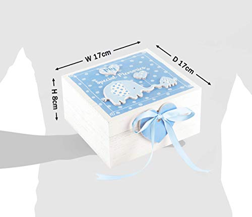 Mousehouse Gifts - Cajita de madera para recuerdos - Con elefantes - Azul - Imagen 4