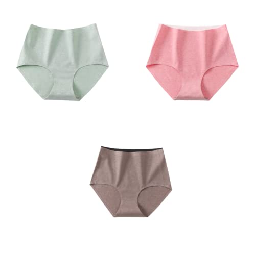 JINZIJINYU Bragas Mujer Baratos Bragas Sin Costuras De Algodón De Cintura Alta para Mujer Bragas Antibacterianas De Panal De Una Pieza De Algodón Puro 3 Colores Cl