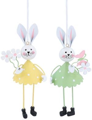 Gisela Graham Tin Bunny Easter Decorations - set of two