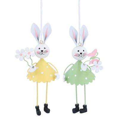 latta Gisela Graham Tin Bunny Easter Decorations - Set di due decorazioni pasquali