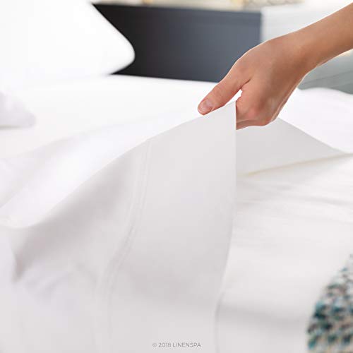Linenspa 600 Thread Count Ultra Soft, Deep Pocket Cotton Blend Sheet Set - Full - White #TOP5